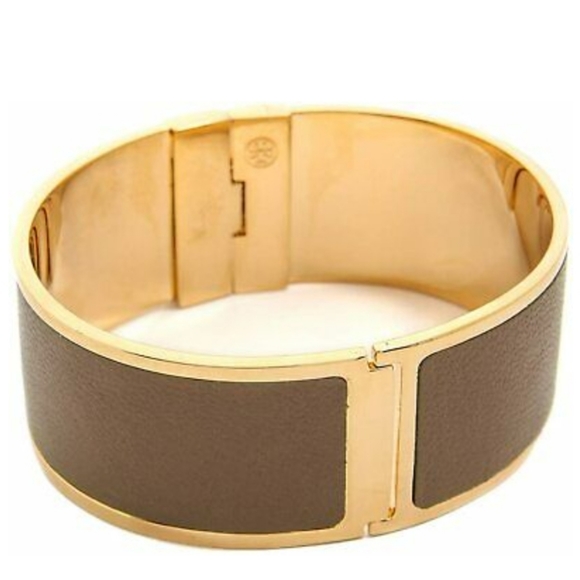 Tory Burch Brown Leather Inlay Cuff - Picture 3 of 5